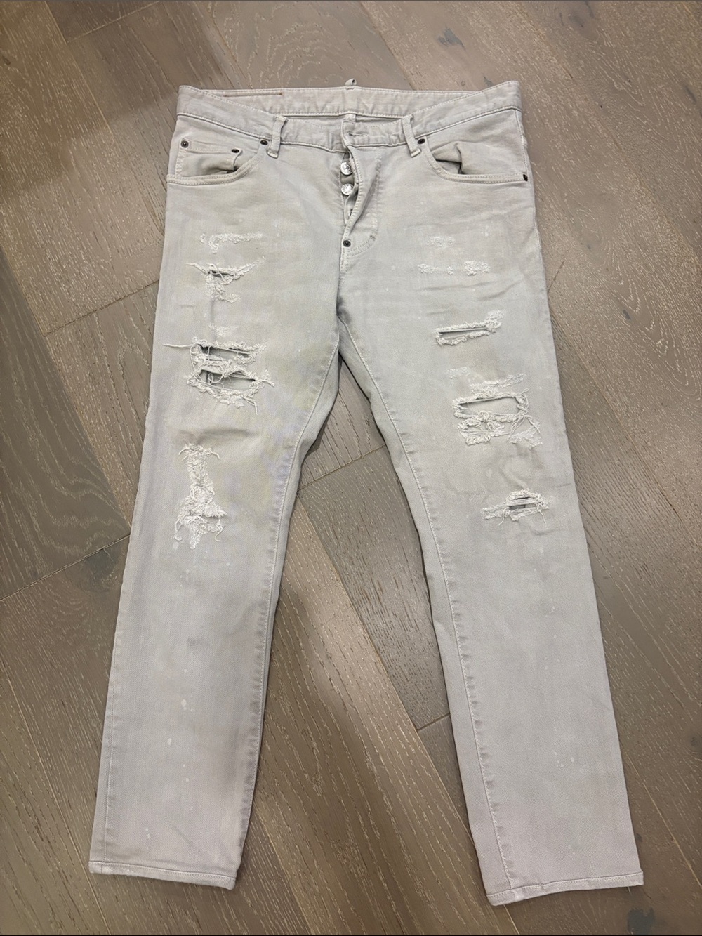 DSQUARED2 Men's  Distressed Jeans in Light Gray